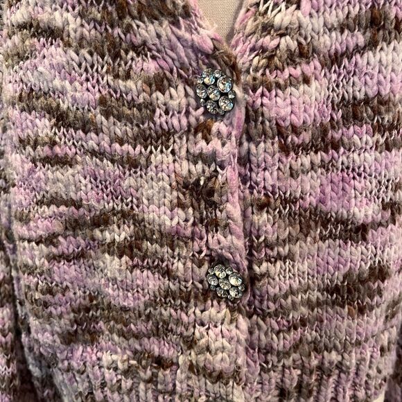 Bogo 🌟Wild Fable Cropped Purple Knit Button-Up with Crystal Buttons Size L - Picture 3 of 8